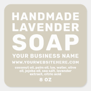 Sticker Carré Soap Lavande Fabriqué à la main moderne gris clair