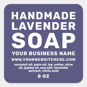 Sticker Carré Soap Lavande Faite à la main moderne Marine Bleu