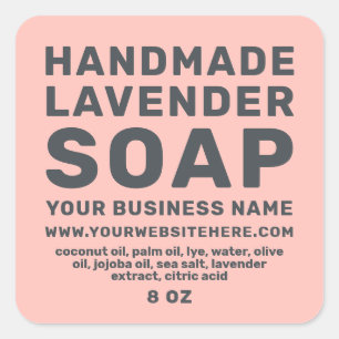 Sticker Carré Soap Lavande Faite À La Main Moderne Pastel Rose