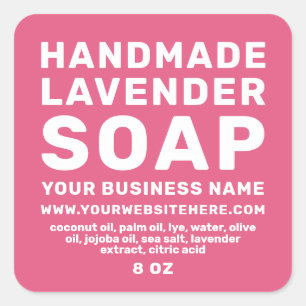 Sticker Carré Soap Lavande Faite À La Main Moderne Rose Chaud