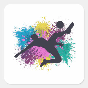 Sticker Carré Soccer Grungy Couleur Splashes