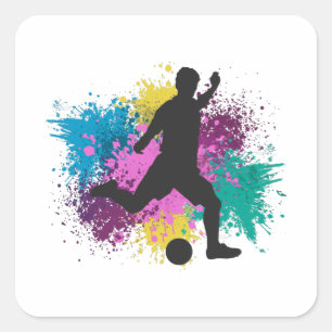 Sticker Carré Soccer Grungy Couleur Splashes