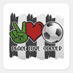 Sticker Carré Soccer paix et amour