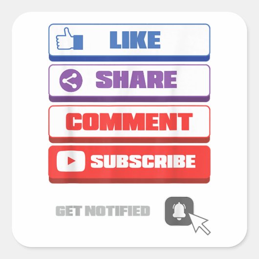 Sticker Carré Social Media Like Share Comment Abonnez-vous Vlogg (Devant)