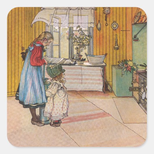 Sticker Carré Soeurs - Koket av Carl Larsson (Devant)