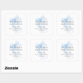 Sticker Carré Soft Blue Bow Text Thank You Baby Shower (Feuille)
