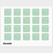 Sticker Carré Soft Mint Green Mariage Personnalisé (Feuille)