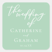 Sticker Carré Soft Mint Green Mariage Personnalisé (Devant)