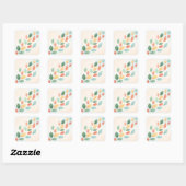 Sticker Carré Soft Pastel Abstract Falling Leaves (Feuille)