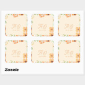 Sticker Carré Soft Peach Garden Floral Monogram Wedding (Feuille)