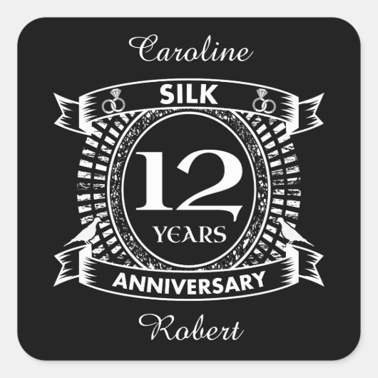Sticker Carré Soie du 12e anniversaire du mariage (Devant)