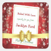 Sticker Carré Soins Bokeh de Noël Gold Ribbon (Devant)