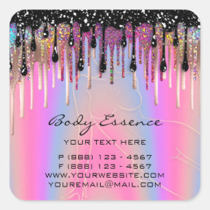 Sticker Carré Soins du corps Soap Balm Cosmetic Shop Rose Hologr