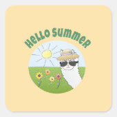 Sticker Carré Soirée alpaka Hello Summer Alpaca (Devant)
