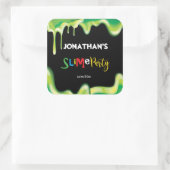 Sticker Carré Soirée d'anniversaire pour les petits garçons vert (Sac)