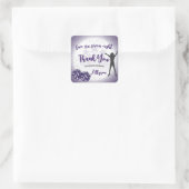 Sticker Carré Soirée d'anniversaire violet Merci Favoriser (Sac)