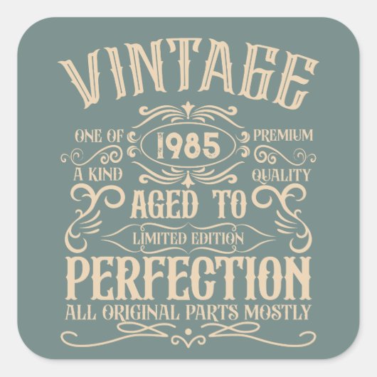 Sticker Carré Soirée de 40 ans vintage personnalisée (Devant)