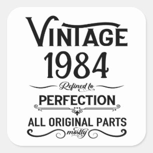 Sticker Carré Soirée de 40 ans vintage personnalisée