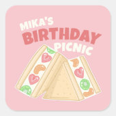 Sticker Carré Soirée de pique-nique aux fruits mignons (Devant)