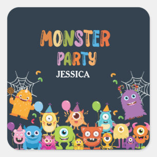 Sticker Carré Soirée d'Halloween Monster Costume Cute