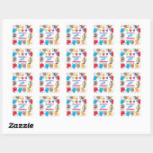 Sticker Carré Soirée personnalisée Monster Anniversaire Bash Par (Feuille)