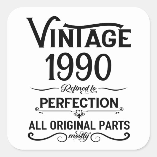 Sticker Carré Soirée personnalisée vintage de 35 ans (Devant)