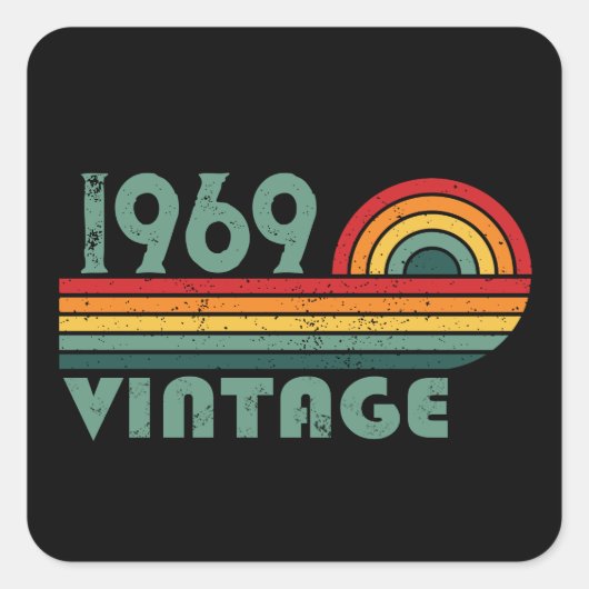 Sticker Carré Soirée personnalisée vintage de 55 ans (Devant)