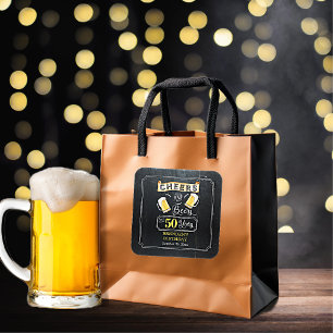 Sticker Carré Soirées et bières à 50 ans fête d'anniversaire