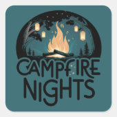 Sticker Carré Soirs de feu de camp rustique aventure extérieure (Devant)