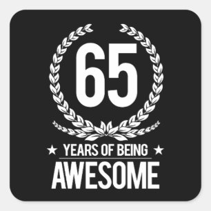Sticker Carré soixante-cinquième Anniversaire (65 ans d'être