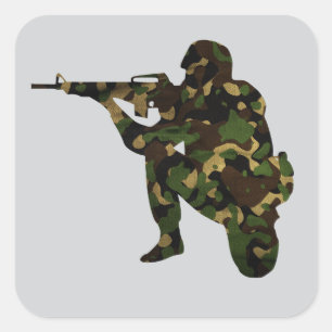 Sticker Carré Soldat Camouflé