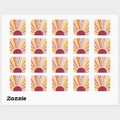 Sticker Carré Soleil boho rétro (Feuille)