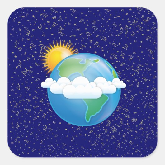 Sticker Carré Soleil et Terre - (Devant)