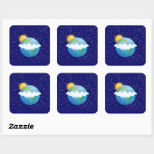 Sticker Carré Soleil et Terre - (Feuille)