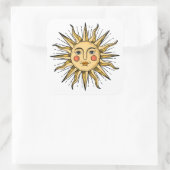 Sticker Carré Soleil jaune avec visage (Sac)