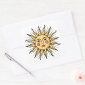 Sticker Carré Soleil jaune avec visage (Enveloppe)