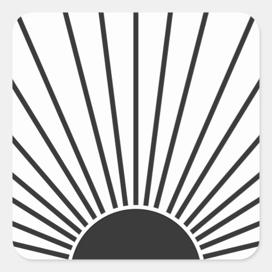 Sticker Carré Soleil Levant Soleil Noir Et Blanc Soleil Abstrait (Devant)