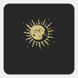 Sticker Carré Soleil Lune Avec 90s Sorcière Whimsigoth esthétiqu