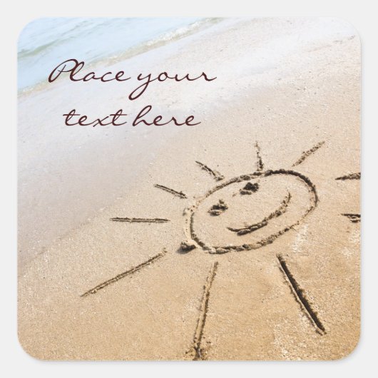 Sticker Carré Soleil Sur La Plage (Devant)