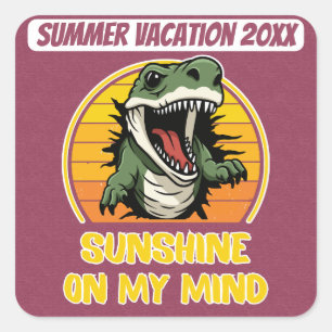 Sticker Carré Soleil Sur Mon Esprit, Dino Sur Arrière - plan Cou