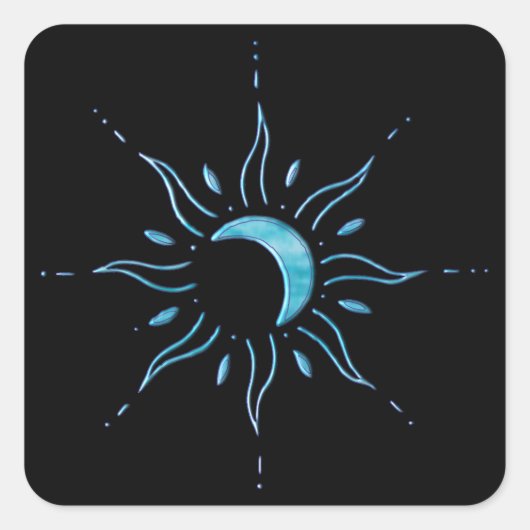 Sticker Carré Soleil Turquoise (Devant)