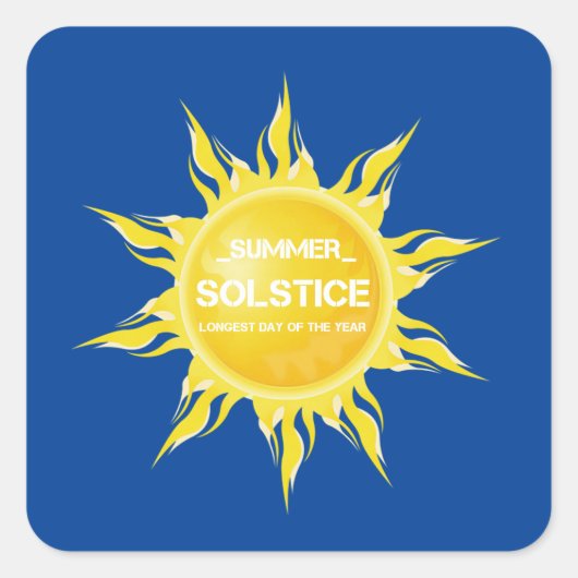 Sticker Carré Solstice d'été bleu le plus long jour de l'année (Devant)