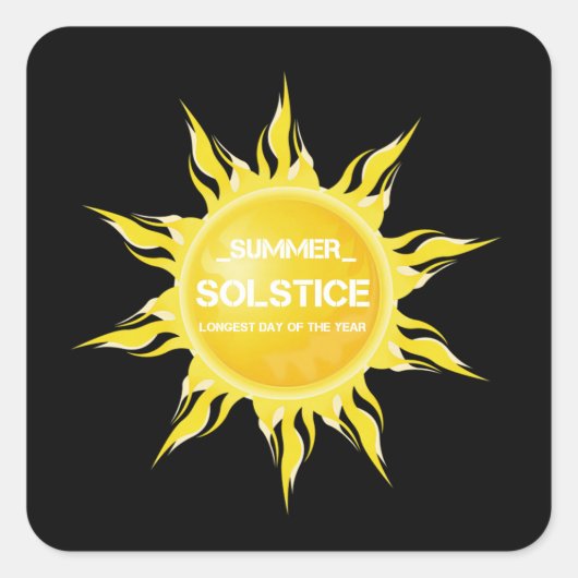 Sticker Carré Solstice d'été noir le plus long jour de l'année (Devant)