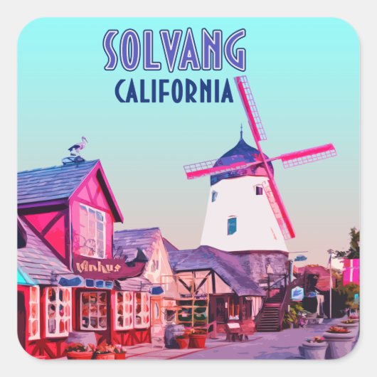Sticker Carré Solvang Danish Downtown California Vintage (Devant)