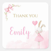 Sticker Carré Some Bunny is Turning One 1st Birthday, Pink Bow  (Devant)