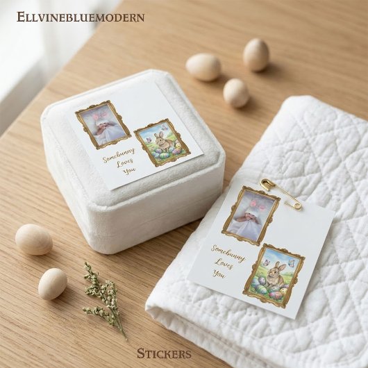 Sticker Carré Somebunny Loves You Photo Frame Easter