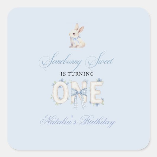 Sticker Carré Somebunny Sweet 1st Birthday Spring Floral Invitat (Devant)