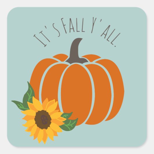 Sticker Carré Son Automne Y'all Citrouille Harvest Sunflower Mod (Devant)
