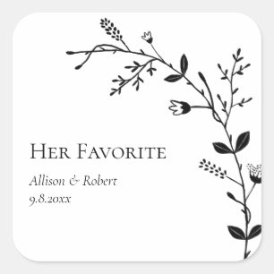 Sticker Carré Son Favori Meandering Vine Mariage Faveur