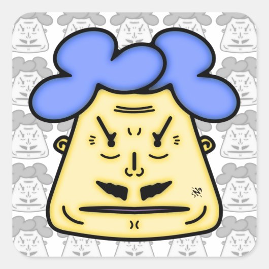 Sticker Carré Son visage de dessin animé Mustache v2-1 (Devant)